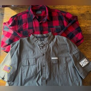 2 Grunt Style Men’s Shirts - Long Sleeve & Tactical Green Short Sleeve -  XL
